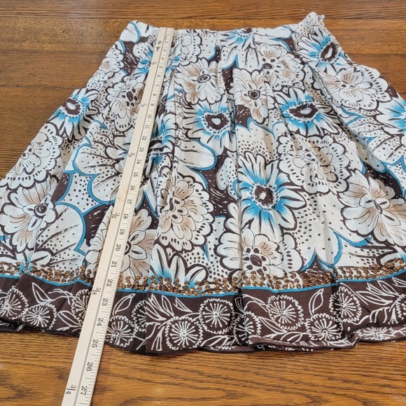 Vintage Phool Skirt Floral Print Pleated Cotton Boho Festival Women's Size Large - Picture 8 of 9